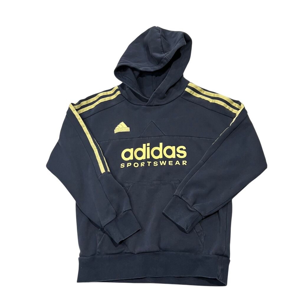 House of Tiro Fleece Hoodie Adidas Navy with Golden Stripes Small Youth